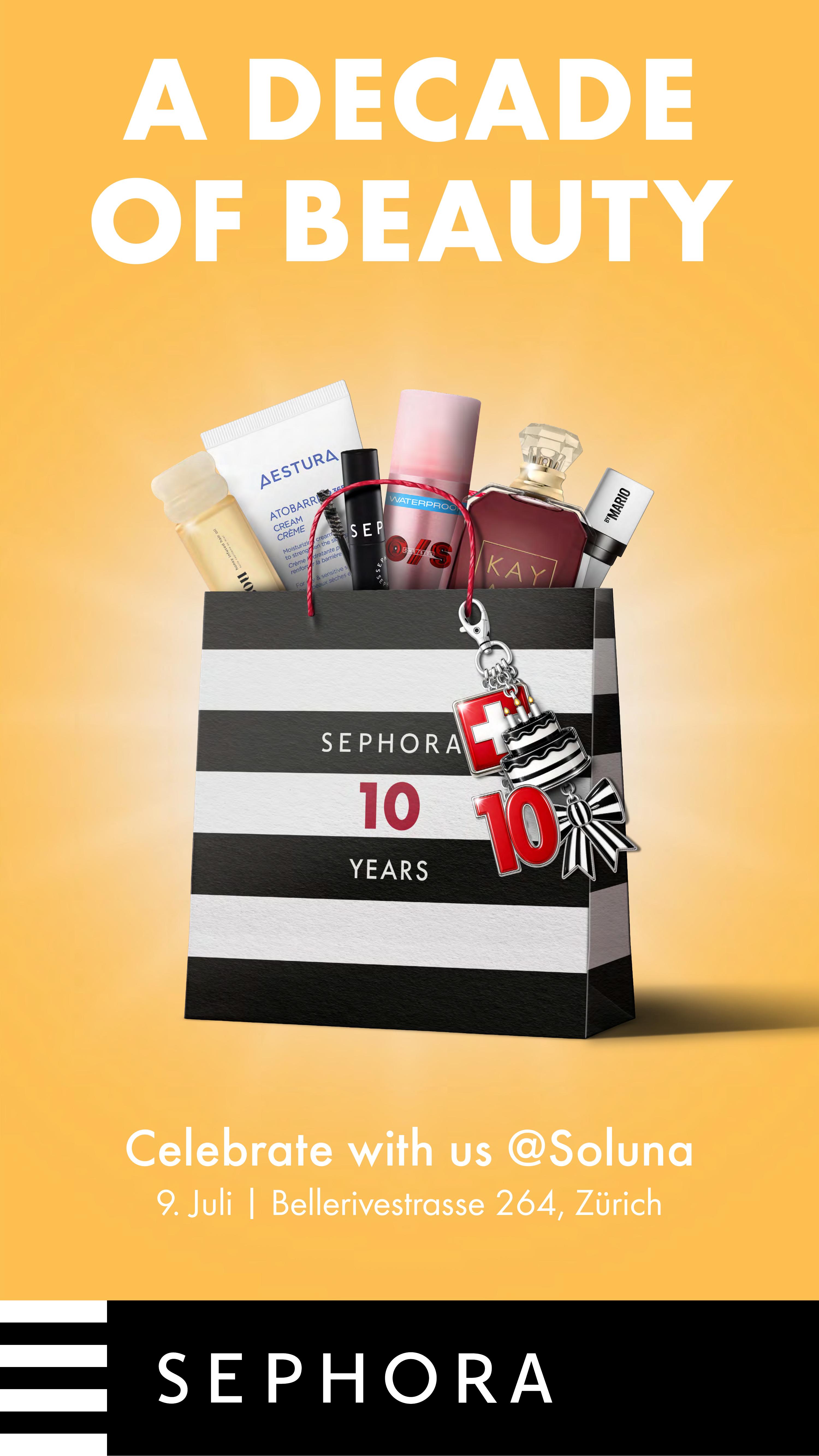 Sephora 10 Year Anniversary — 09.07.2026 at Soluna Beach Club Zürich